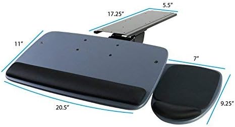 Mount-It! Under Desk Keyboard Tray, Adjustable Keyboard and Mouse Drawer Platform with Ergonomic Wrist Rest Pad, 17.25" Track (MI-7137)