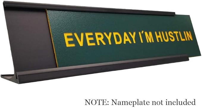 2" x 8"Aluminum Desk Name Plate Holder, Office Business Desk Sign Holder Desktop-5 Pack (Black)