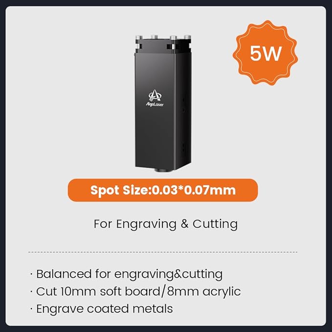 AlgoLaser 5W Laser Engraver Machine: Portable & Smart with 3.5" Touch Screen, Hand Drawing/Wireless/SD Card/Offline Engraving, AlgoOS 2.0 Self Developed System for Wood, Acrylic, Leather