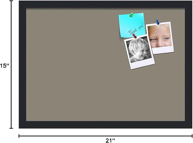 PinPix 21x15 Inch Cork Bulletin Board. This Decorative Framed Pin Board Comes with Pewter Design and a Satin Black Frame. Ideal for Home Office Decor or Message Board (PinPix-1812)