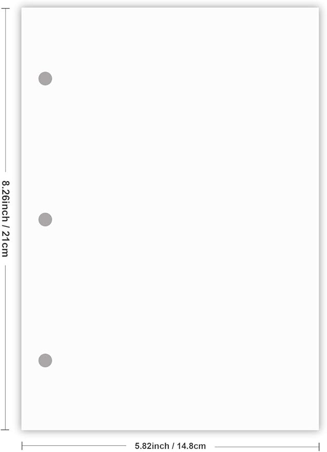 A5 Filler Paper, 3 Hole Planner Refills, Organizer, Binders, Total 100 Sheets/200 Pages, 100gsm, Blank, White Paper, 5.8 x 8.2 Inch, 3 Hole Filler Paper, Mini Binder Refills, Fit 3 Hole Binder Only