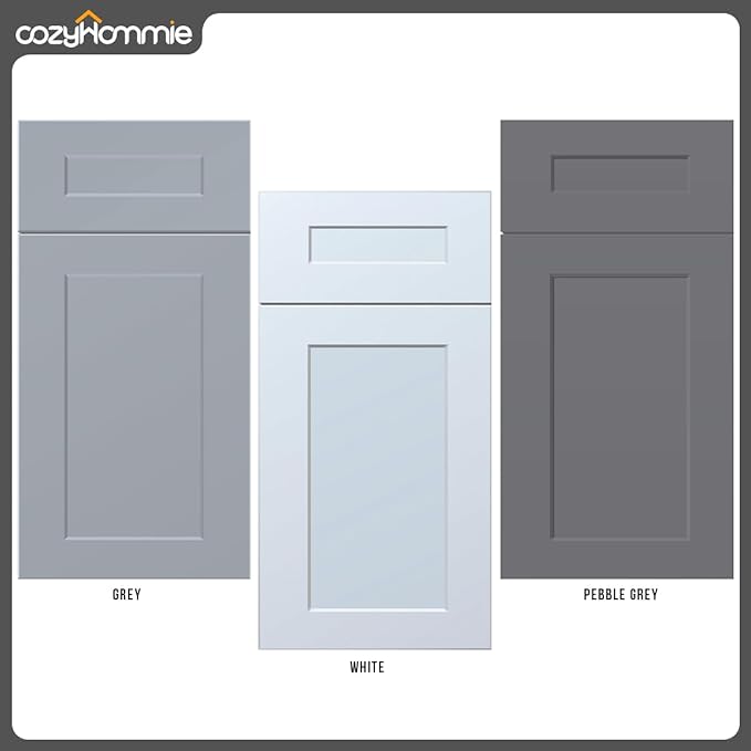 Shaker Style Pebble Grey RTA Base Drawer Cabinet by Solid Wood for Kitchen, Bathroom, Bedroom or Office with 3 Drawers and Soft Close(24" W x 24" D x 34-1/2" H)