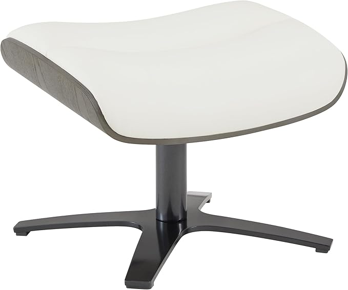 CHITA Genuine Leather Reclining Swivel Chair with Adjustable Headrest and Ottoman for Living Room, White