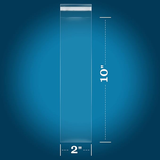 iMailer - 1000 Pcs - 2" x 10" Pretzel Rod Bags - Self Adhesive Small Cellophane Treats Bags - Pretzels Individual Bags for Bakery, Candies, Cookies, Gifts