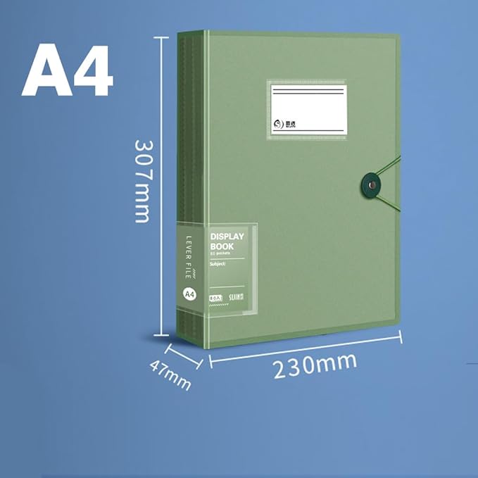 A4 80 Pockets 160/Sides Display Book Paper Document Holder, Business Presentation Book Presentation Folder (80 Pockets Transparent Green)