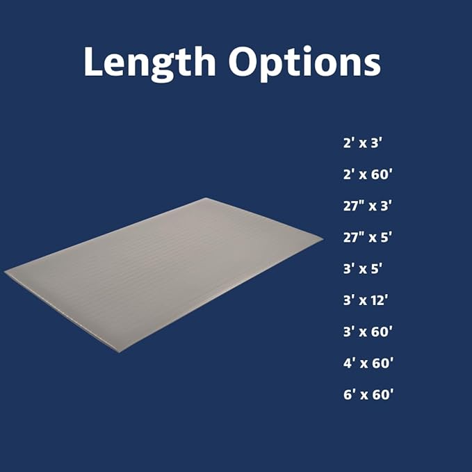 Notrax 410 Airug® 3' x 12' x 3/8" Anti Fatigue Mat, Enhanced Slip Resistance with Beveled Edges and Ribbed Surface, Ideal for Industrial and Commercial Workplaces, Gray, 410S3312GY