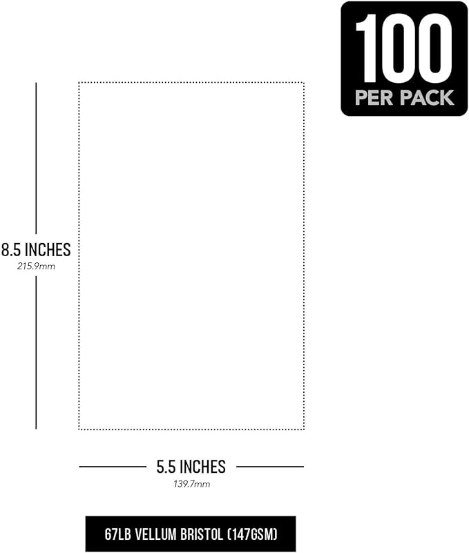 Half Letter Size, 8.5" x 5.5" Pastel Color Cardstock Paper for Arts and Crafts, Scrapbooking, Stationery Printing | Medium Weight 67lb Vellum Bristol (147gsm) Card Stock | 100 Sheets per Pack | Pink