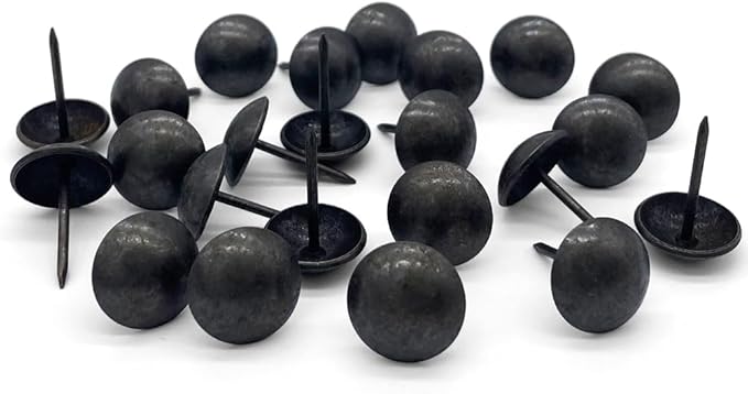 Let's Decorate 100PCS D16mm/0.63" Antique Black Upholstery Tacks, Passed Salt Spray Test for Outdoor Use, Garden Metal Thumb Tacks, Home DIY Decorative Nail Heads Nails (100, 16mm Antique Black)