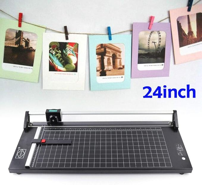 24Inch Rotary Trimmer Paper Cutter,Manual Paper Cutters Trimmers Photo Paper Cutter with Automatic Paper Weighting,Self-Sharpening for Craft Paper, Card Stock and Office Paper