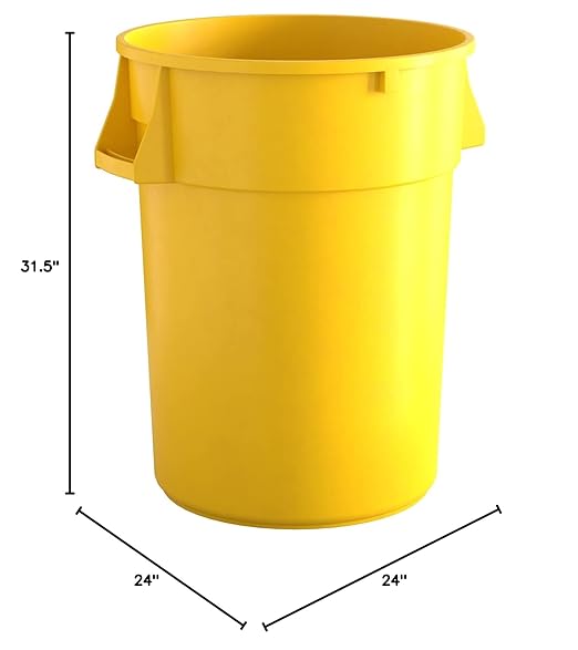 44 Gallon Yellow Round Commercial Trash Can