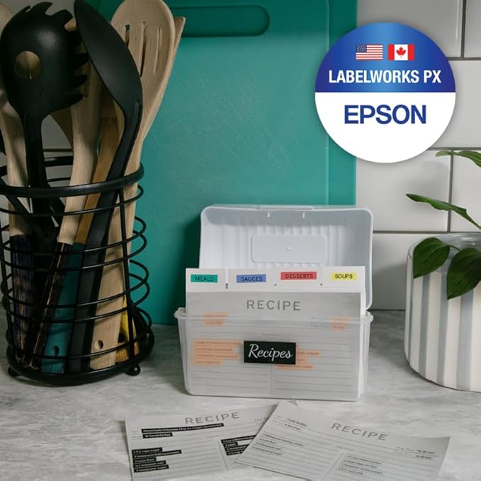 Epson LABELWORKS 218BMLPX Genuine PET (Polyester) Tape Cartridge - Black on Matte Blue Designer Craft Label Maker Tape - 3/4" (18MM) Wide, 26'