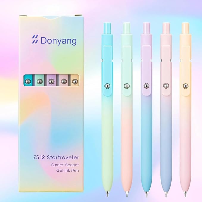 Gel Pens, 5PCS 0.7mm Cute Gel Pens Black Ink Fine Point Pens With Smooth Writing for Journaling Note Taking, High-End Series Ballpoint for School Office Supplies, Easter Basket Essentials(Gradient)