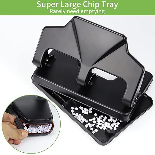 AFMAT 3 Hole Punch Heavy Duty, 40-Sheet Three Hole Punch, 50% Reduced Effort Metal Paper Puncher w/Large Chip Tray