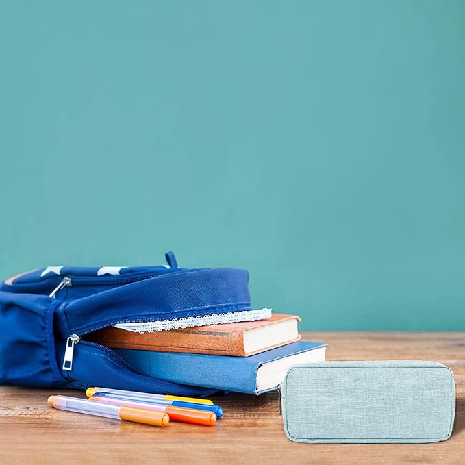 Della Gao Small Pencil Case Large Capacity Pencil Pouch Marker Pen Bag Coin Pouch Office Stationery Organizer (Blue)