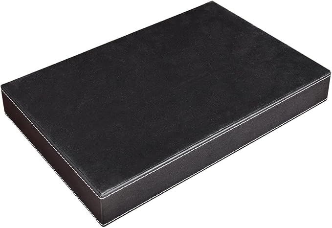 KINGFOM Pu Leather Desk Organizer Tray, 4 Compartment Office Storage Supplies Stationery Drawer Tray, Nightstand Bedside Tray for Key, Wallet, Sunglass, Watch, Coin, Phone Valet Tray Stackable Black