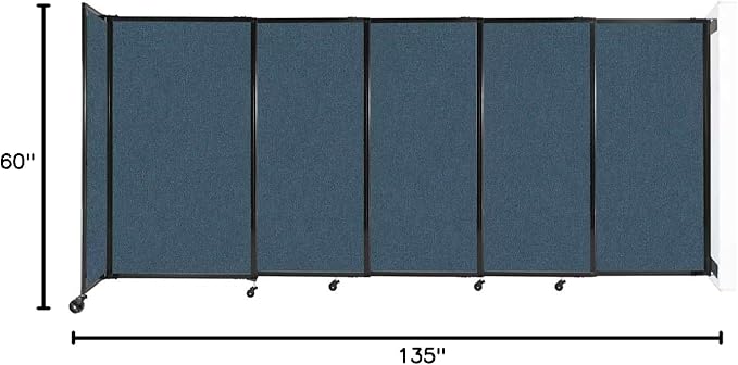 Wall-Mounted Sliding StraightWall Room Divider | Adjustable Widths | Locking Wheels | Room Separator | Up to 11'3" Wide x 5' Tall Caribbean Fabric Panels