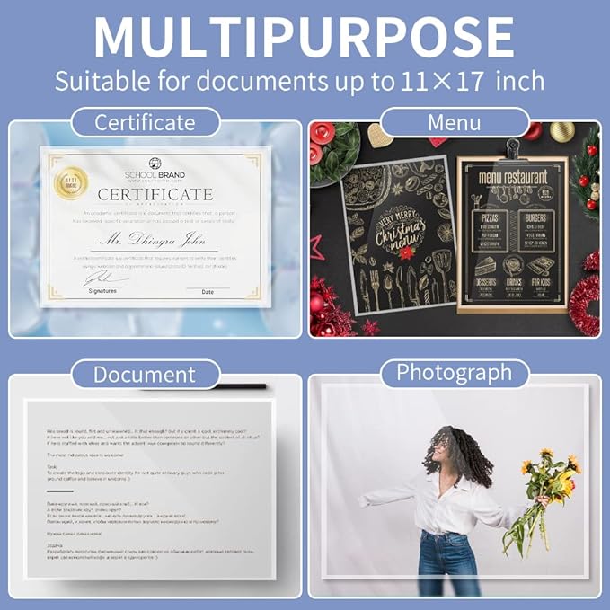 Laminating Sheets, PANDRI 100 Pack Thermal Laminating Pouches Holds 11 x 17 Inch, 5 Mil Plastic Laminator Paper 11.5 x 17.5 Inch, Clear Round Corner