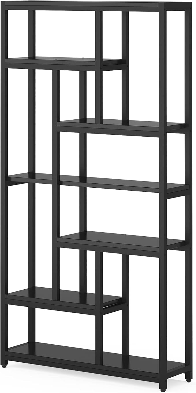 Tribesigns 79 Inch Extra Tall Bookshelf, 7-Tier Vintage Bookcase, Industrial 10-Shelf Open Storage Shelves Display Shelves Organizer for Home Office