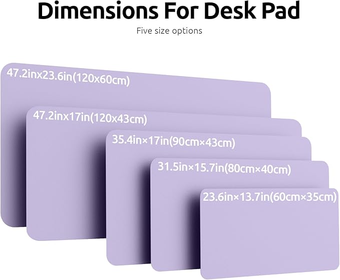 YSAGi Leather Desk Pad Protector, Office Desk Mat, Large Mouse Pad, Non-Slip PU Leather Desk Blotter, Laptop Desk Pad, Waterproof Desk Writing Pad for Office and Home (Light Purple, 47" x 17")