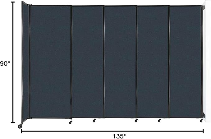 Wall-Mounted Sliding StraightWall Room Divider | Adjustable Widths | Locking Wheels | Room Separator | Up to 11'3" Wide x 7'6" Tall Blue Spruce Fabric Panels