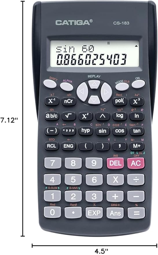 Scientific Calculator 2 Line - for Math (Algebra and Trigonometry), Science, Statistics, Engineering, Physics, Business Class, Over 200 Functions, with Memory and Replay Function