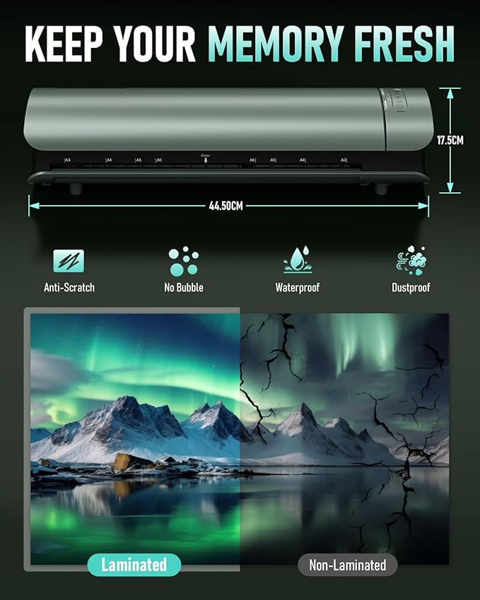 Qfun Laminator Machine 11x17 Cold Thermal Laminator,13 inch Laminating Machine 60s Warm-up with 30 Laminate Sheets,9 in 1 Desktop A3 Lamination Machine with Paper Trimmer for Teacher Home Office