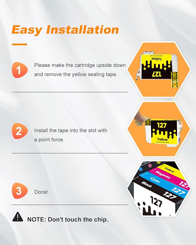MILEKO 127XL Ink Cartridge Remanufactured Replacement for Epson 127 XL Ink Cartridges T127 Ink for Workforce 60 545 845 645WF-3540 WF-3530 WF-3520 WF-7010 WF-7510 Stylus NX530 NX625 Printer (5 Pack)