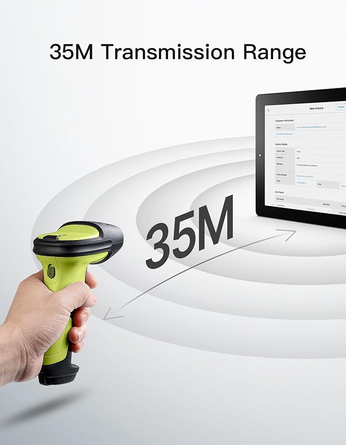 Inateck 2D Barcode Scanner, Wireless Bluetooth QR Code Scanner with AI APP & SDK, 180-Day Battery Life, Fast & Accurate Scanning, Compatible with iOS/Android/Windows, BCST-72 Green