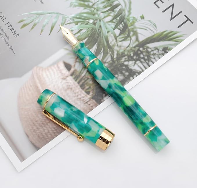 JINHAO 100 Fountain Pen with Ink Converter (Medium Nib 0.7mm, Fantastic Green)