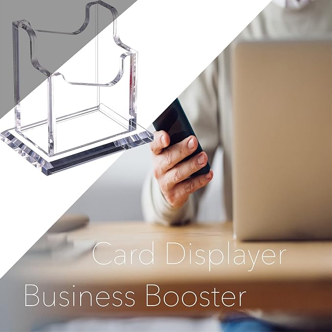 PARTSPOWER 2 Packs Acrylic Business Card Holders for Desk, Vertical Clear Business Name Card Display Stand, Desk Accessory Business Name Card Organizer (Vertical, 1-Slot)