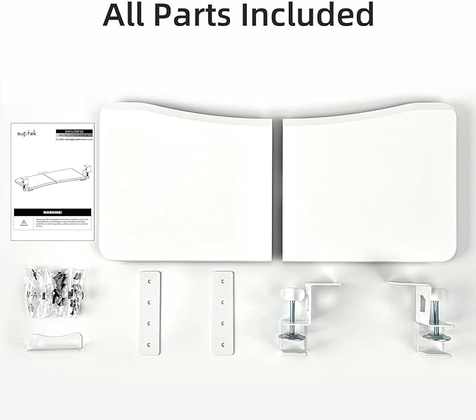 suptek Keyboard Tray Under Desk Pull Out with C Clamp Mount, Computer Keyboard & Mouse Tray, 25.6 (30 Including Clamps) x 11.8 inch Slide-Out Platform Computer Drawer for Typing, White, DSF1W