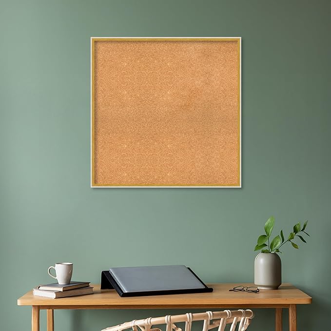 Amanti Art Natural Cork Board for Wall, 31x31 Vision Board with White Frame, Large Corkboard Office Decor for Home Organization, Modern Corkboard Pinboard to Display Items for Home Organization in