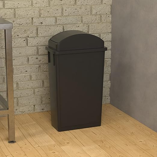 23 Gallon Black Slim Jim Trash Can with Swing Top Lid
