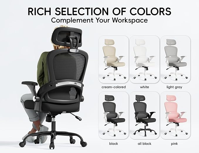 TRALT Office Chair - Ergonomic Office Chair with Back Support, Computer Chair - Home Office Desk Chairs, 330lbs Wide Seat Big and Tall Office Chairs with Headrest, Comfy Desk Chairs (Black)