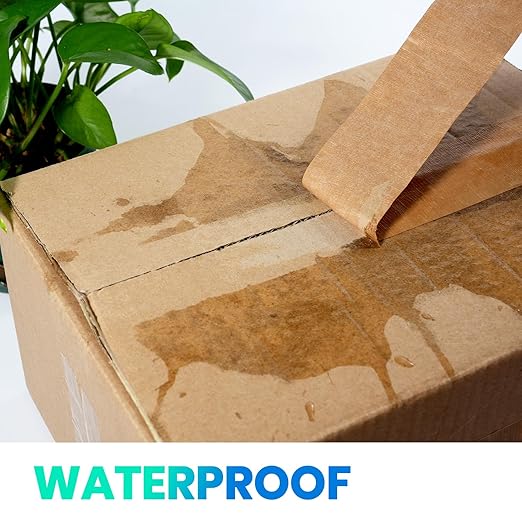 ADHES Premium Kraft Paper Tape, 7.5mil, 2 Inch x 55 Yards x 6 Rolls, Biodegradable Paper Packing Tape Writable & Uncoated Heavy Duty Brown Packing Tape for Shipping, Moving, Sealing