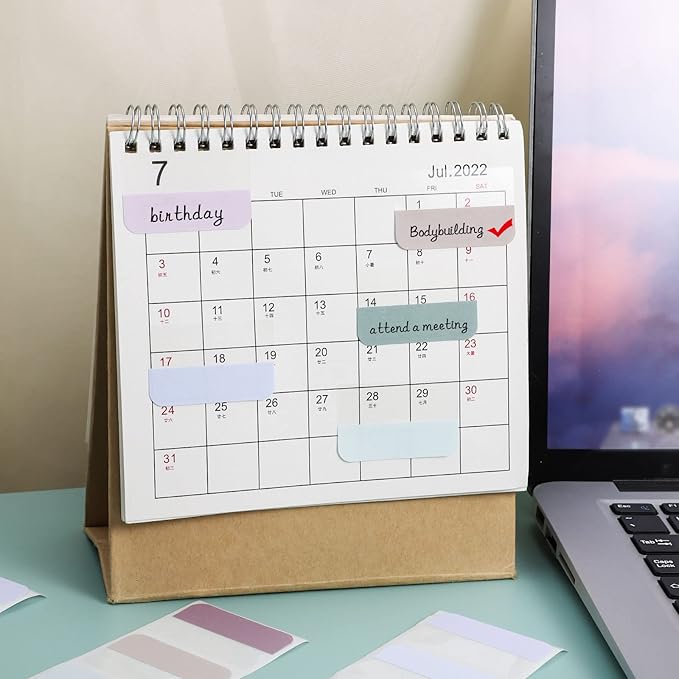 240 Pcs Sticky Index Tabs, Colored Book Sticky Tabs for Notebooks, Repositionable Page Tabs for Notebooks File Classification,12 Colors (1.8×1 Inch)