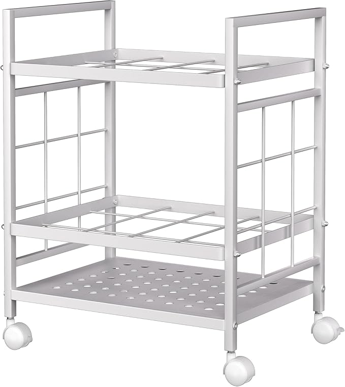 GIOTORENT Blueprint Storage Rack, Holder with Wheels, Map/Poster/Architectural Plan Storage, 12 Slots, 2 Brakes, Silent Wheels for Home, Office, School (White)