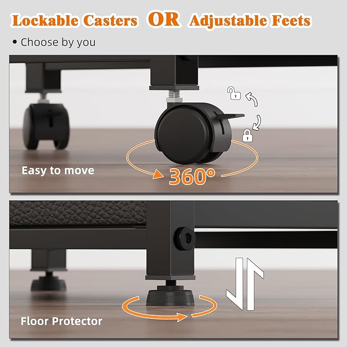 2 Drawer File Cabinet with 24'' Extended Desktop, Mobile Filing Cabinet, Rolling File Cabinet with Side Bag, Fabric Drawer, Fits A4 Size, Home Office, Black