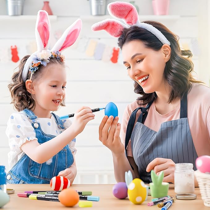 28 Metallic Colors Dual Tip Acrylic Paint Markers, Dot Tip and Fine Tip Acrylic Paint Pens for Rock Painting, Ceramic, Wood, Canvas, Plastic, Glass, Stone, Calligraphy, Card Making, DIY Crafts