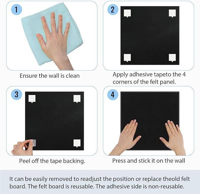 Smarpau Felt Cork Board 48"x36", 12 Pack Large Bulletin Board with 50 Removable Adhesive Tabs 35 Pushpins, Pin Board Tack Board, Cork Bulletin Boards for Home Office Decor