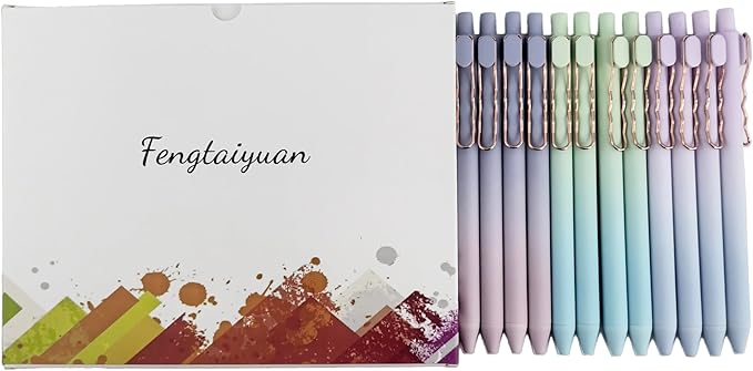 Fengtaiyuan LanLvZi05P12, Retractable Black Ink, 0.5mm Extra Fine, 12 Count, Gel Ink Rollerball Pens, Writting Smooth, Rubber Spray (LanLvZi05P12)