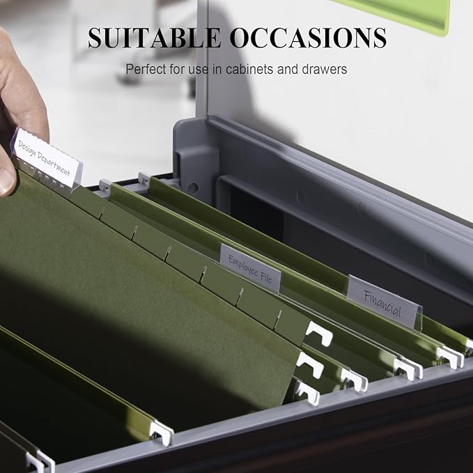 ViVin Hanging File Folders, 1/5-Cut Adjustable Tabs with 48 Per Box, 1 Inch Expansion, 48 Pack Letter Size Hanging File Folders, Designed for Office Home School Filing Cabinet(Green)