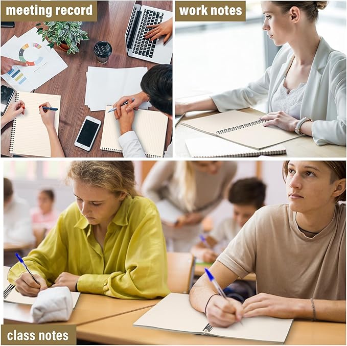 Fuutreo 12 Pcs Spiral Notebook for Work A5 8.3 x 5.7 Inch College Ruled Spiral Journal Notebook Kraft Cover Notebook Ruled Paper, 12 Color, 60 Sheets, 120 Pages for Office School (Vibrant Color)