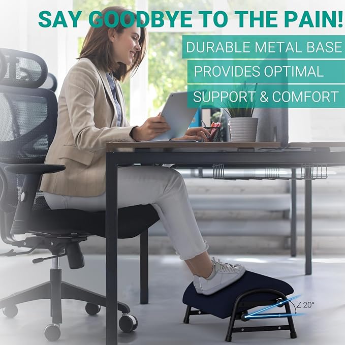 Foot Stool Underdesk Footrest with 3 Adjustable Heights, Under Desk Foot Rest for Car, Home and Office, Office Desk Accessories