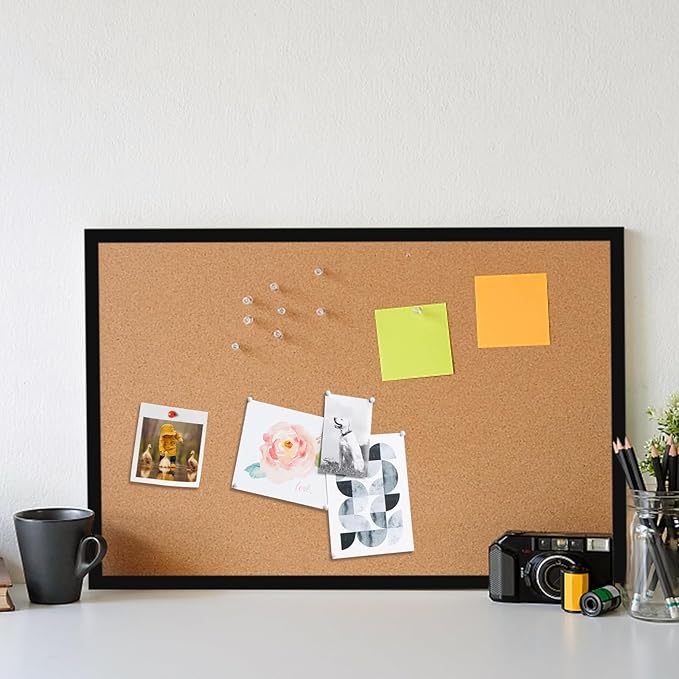 24” x 36” Cork Boards for Walls with Black Wooden Frame 1pack, Double Sided Office Board for Wall Organizer, Bulletins Board Decorative Hanging Pin Board for School, Home & Office, Notice Board
