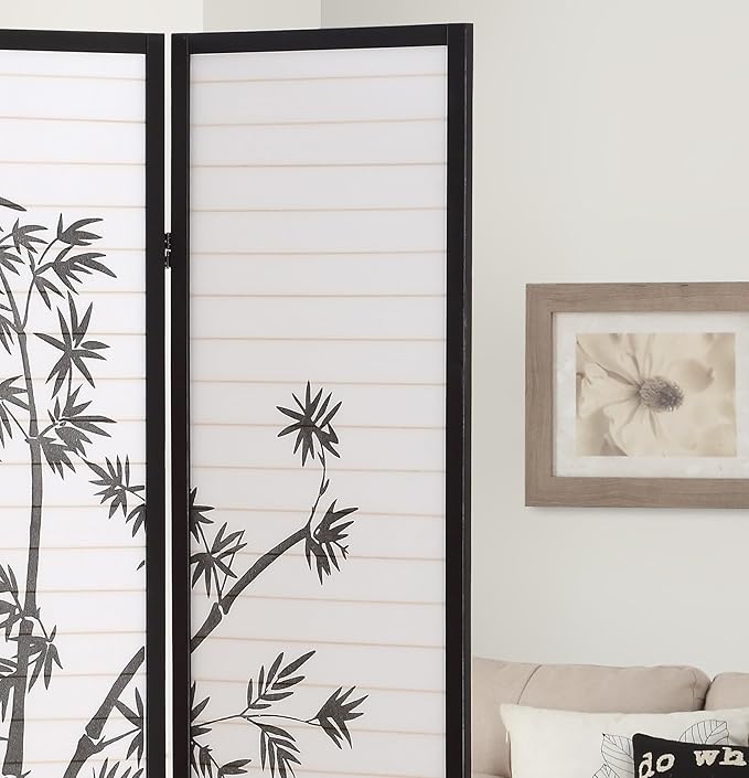 NicBex Room Divider 3 Panel Room Dividers with Oriental Style Partition Room Dividers and Folding Privacy Screens Wall Divider for Home, Office, Room Separation,72" W x 1" D x 72" H, Black