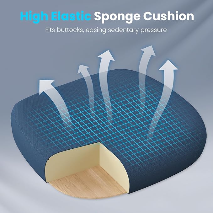 Farini Office Chair Ergonomic Desk Chair, High Back Computer Chair with Wheels, Home Sutdy Chair for Heavy People, Office Chair Adjustable Seat Depth, 3D Armrests and Adjustable Headrest, Blue