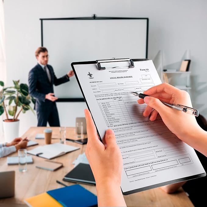 HERKKA 25 Pack Plastic Clipboards, Black, A4 Letter Size, 12.5 x 9 Inch