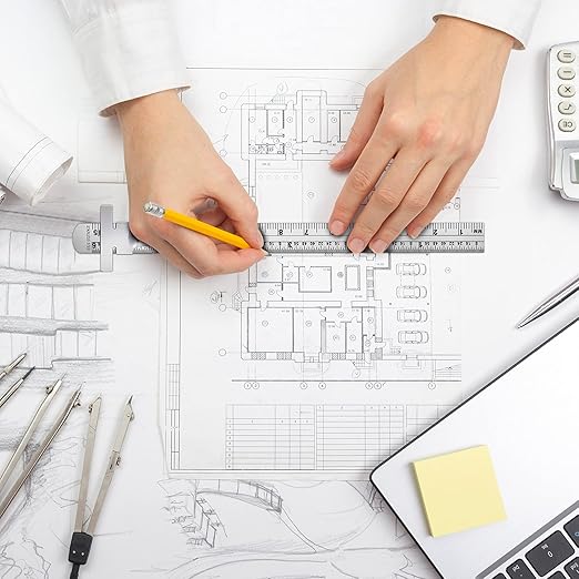 6 Inch 15 cm Pocket Ruler Flexible Precision Stainless Steel Ruler with Detachable Clips Stainless Steel Pocket Clip Scale Gauge Metric British System(10 Pieces)