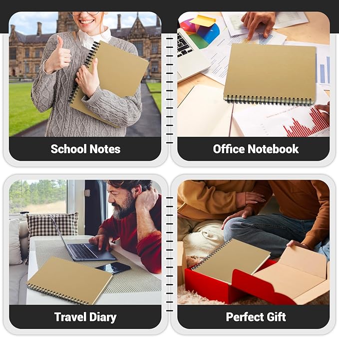 EUSOAR College Ruled Notebook, 1 Pack A4 8.3"x11.2" Hardcover Spiral Lined Journal Writing Pads, 240 Pages(120 Sheets) Professional Notebook for DIY Note Taking School Business Work Office Diary